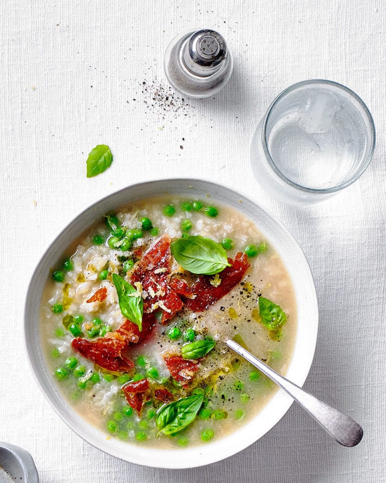 Risi e bisi with parma ham (Italian rice and peas)