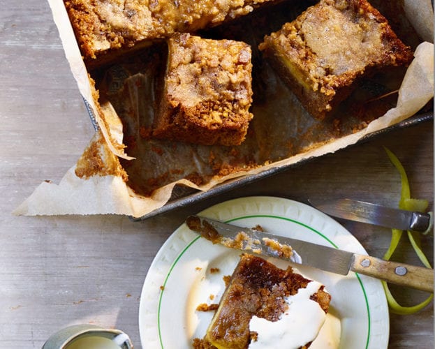 Apple, cinnamon and ginger drizzle cake