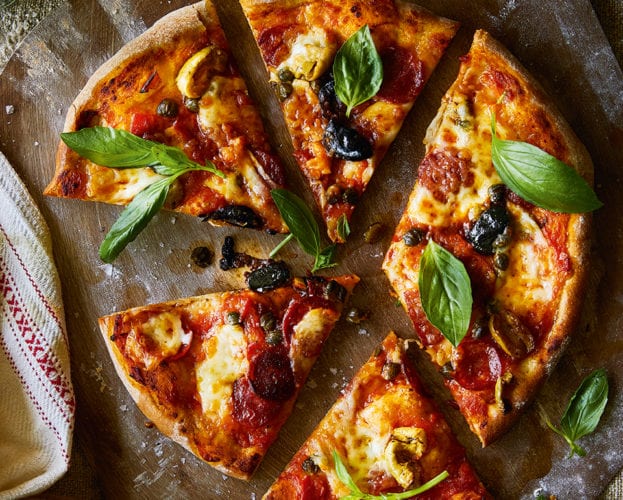 Margherita pizza with chorizo