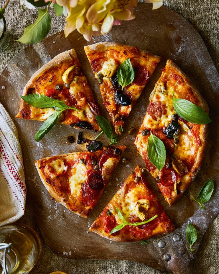 Margherita pizza with chorizo