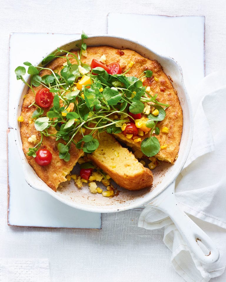 Cornbread with Mexican-style salad