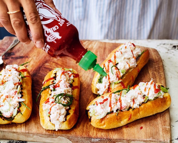 Crab rolls with yuzu and samphire