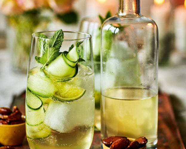 Elderflower prosecco with cucumber