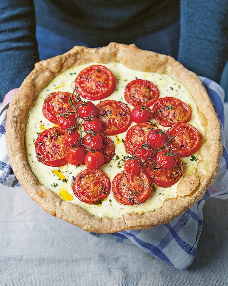 Tomato, crème fraîche and mustard tart