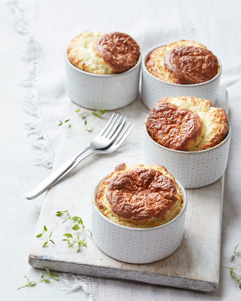 blue murder cheese and thyme soufflés