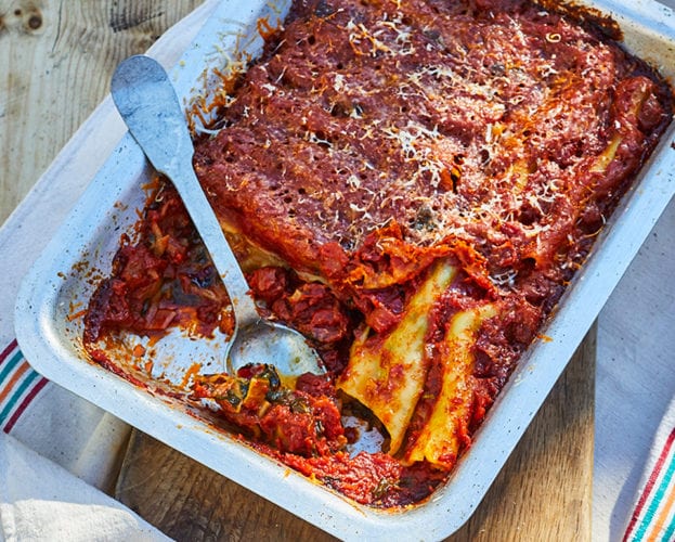 Cannelloni filled with swiss chard