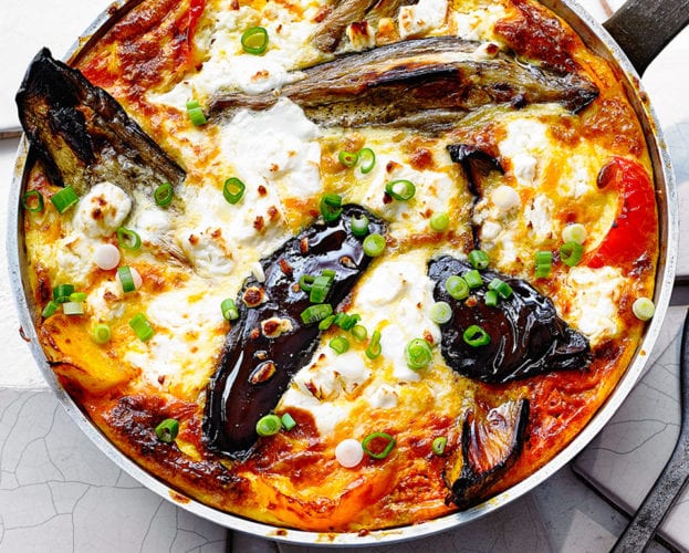 aubergine and feta frittata