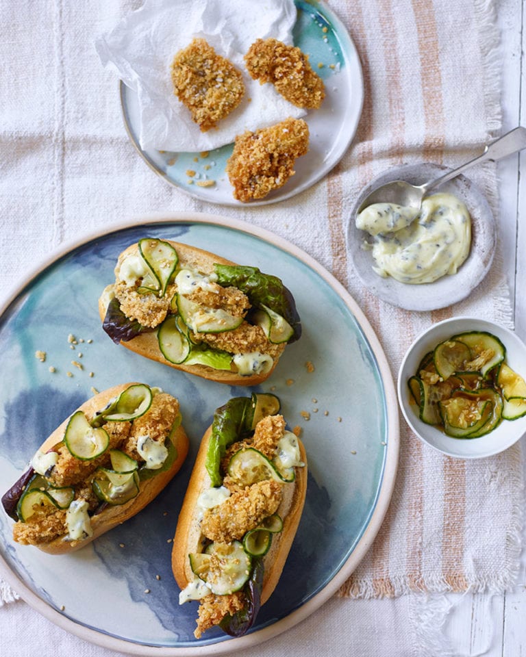 Japanese-style oyster po’boy sandwiches