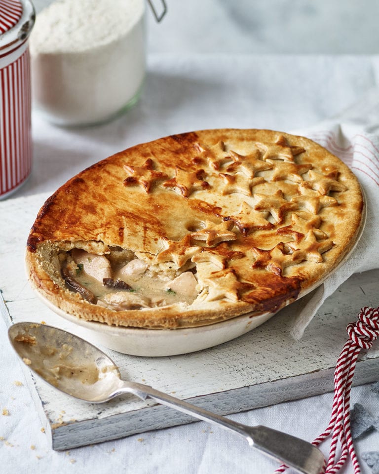 Creamy chicken, mushroom and dijon pie