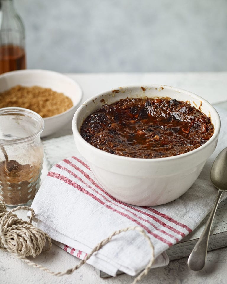 Rum and pineapple Christmas pudding