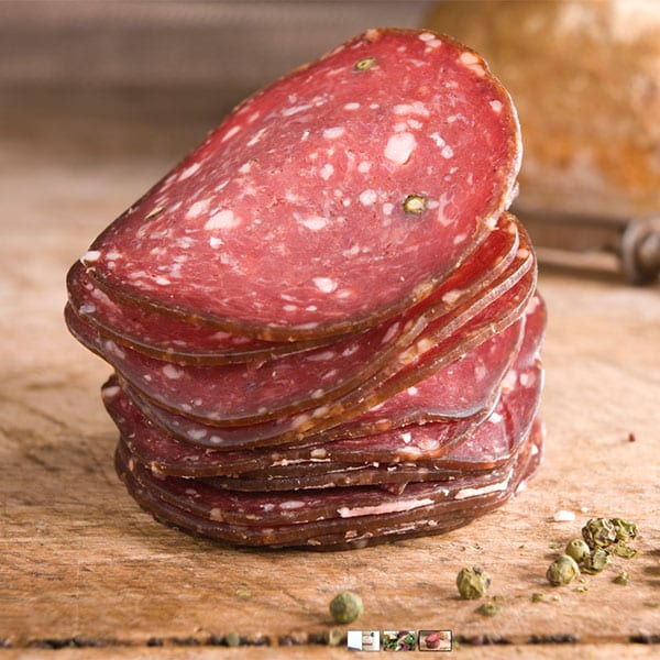 Green pepper venison salami