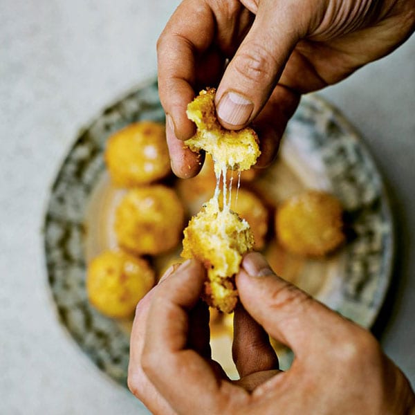 Cheesy polenta fritters