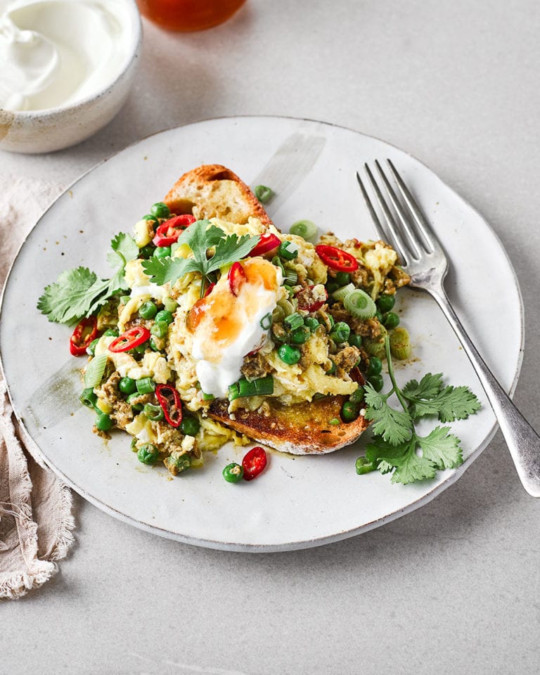 Curried eggs on toast