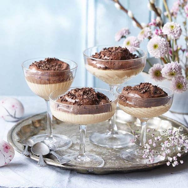 custard and chocolate mousse
