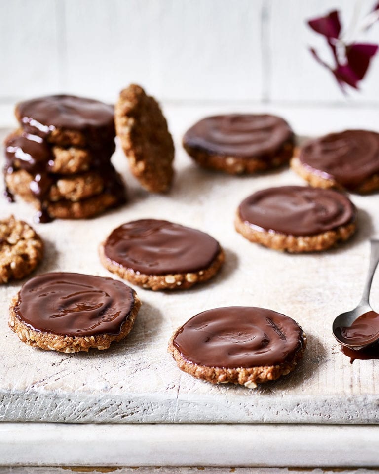Chocolate hobnob-style biscuits (vegan)