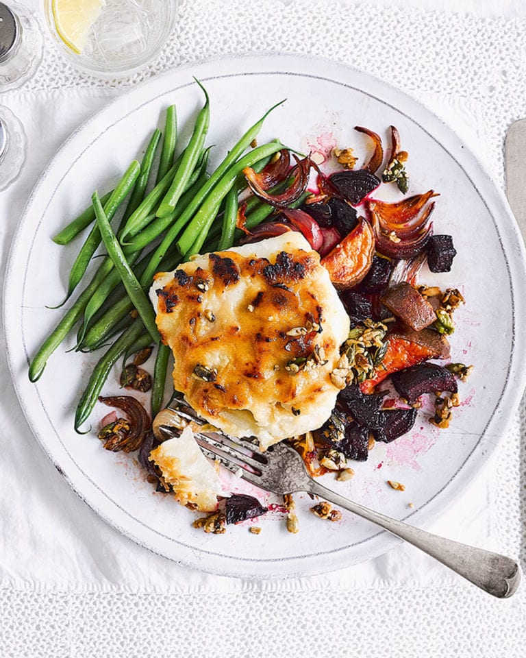 Miso cod with crunchy mixed seed and nut topping