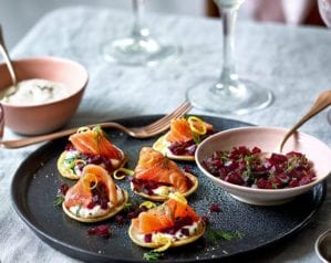 salmon blinis