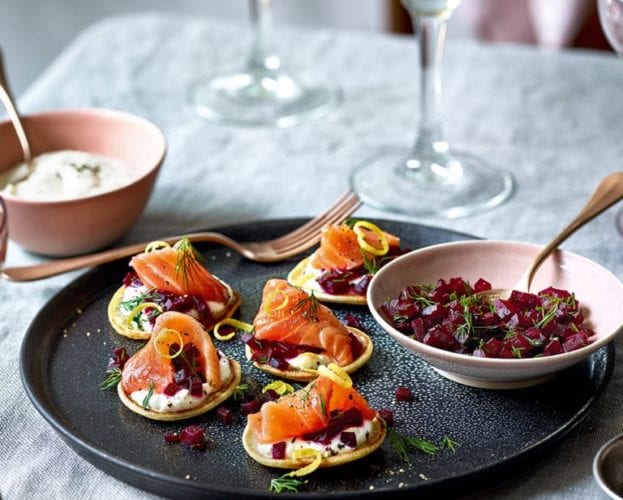 salmon blinis