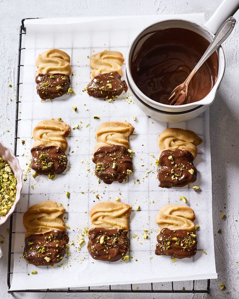 Chocolate And Pistachio Viennese Whirls Recipe Delicious Magazine 