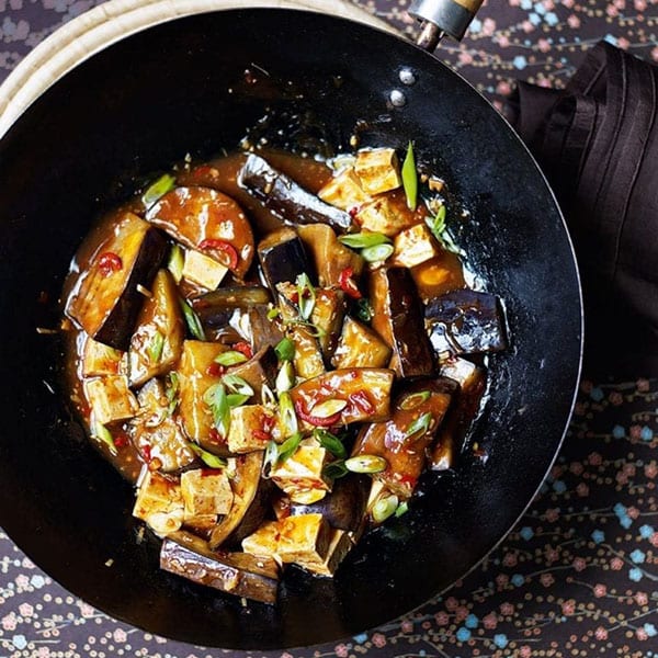 Aubergine and tofu stir-fry