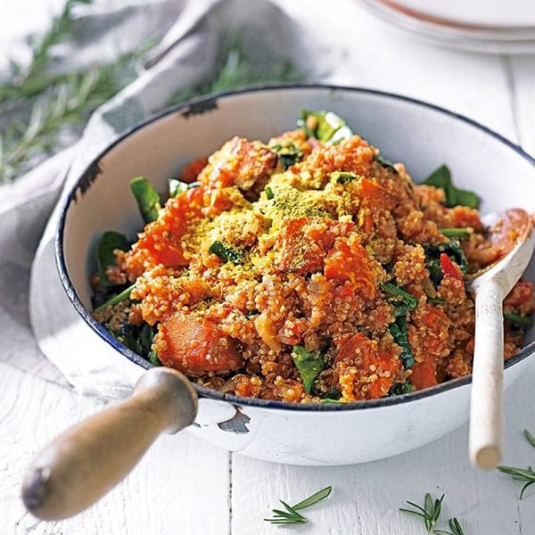 Quinoa risotto with pumpkin and spinach