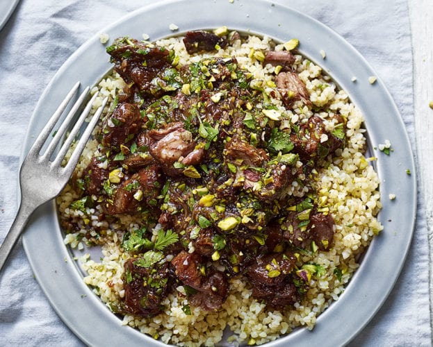 Aromatic lamb casserole with prunes