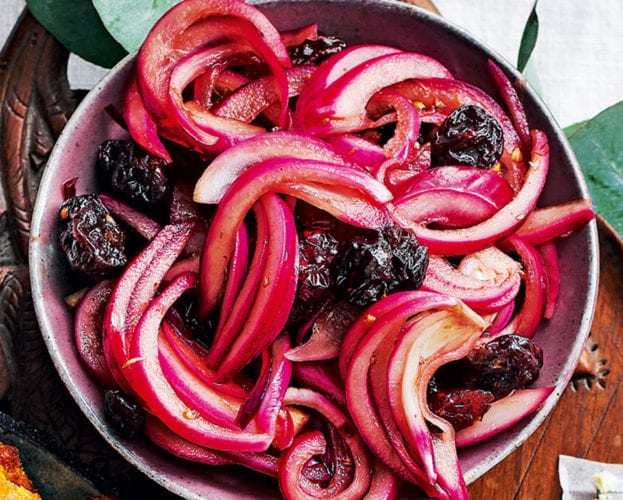Red onion, sour cherry and pomegranate relish