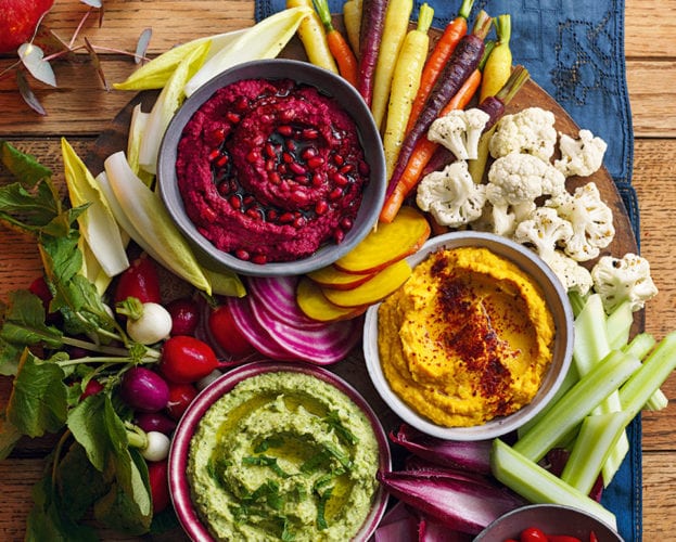 Rainbow houmous platter