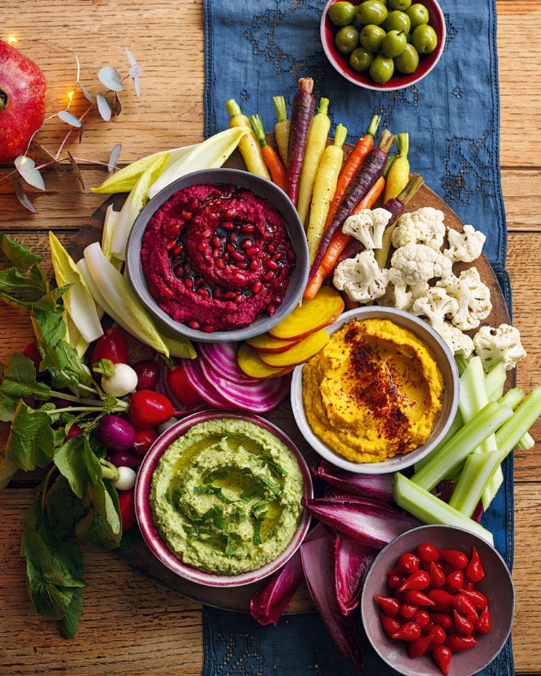 Rainbow houmous platter