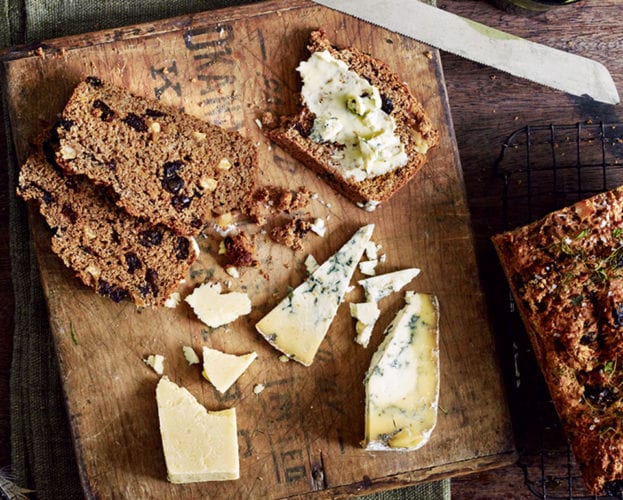 Stout, orange and dried fruit loaf with winter herbs