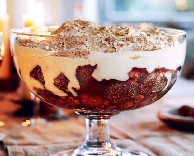 Dried fig and seville orange marmalade custard trifle