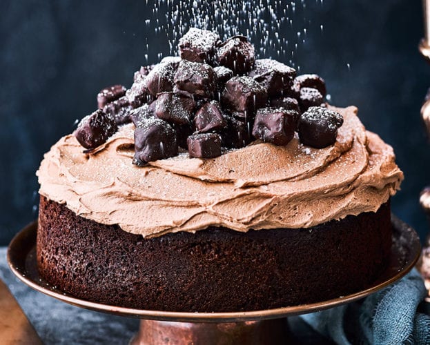 Chocolate gingerbread Christmas cake
