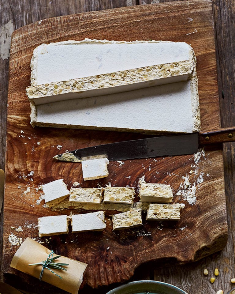 Honey and pine nut nougat