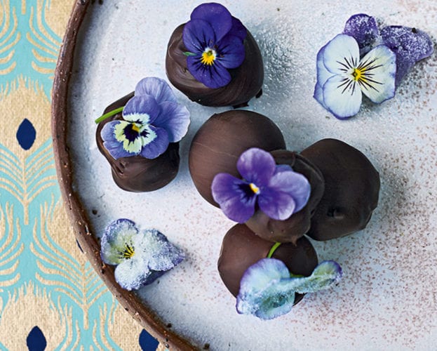 Chocolate-coated flower creams