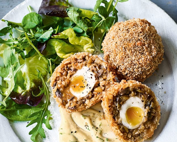 Mini mushroom and freekeh scotch eggs