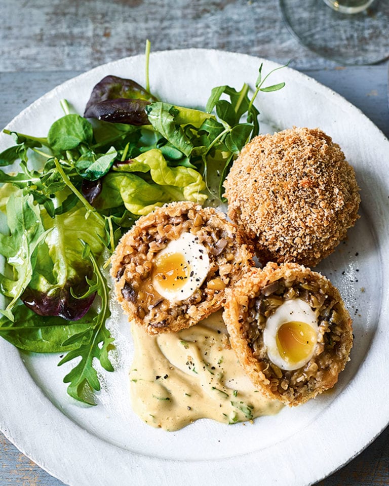 Mini mushroom and freekeh scotch eggs