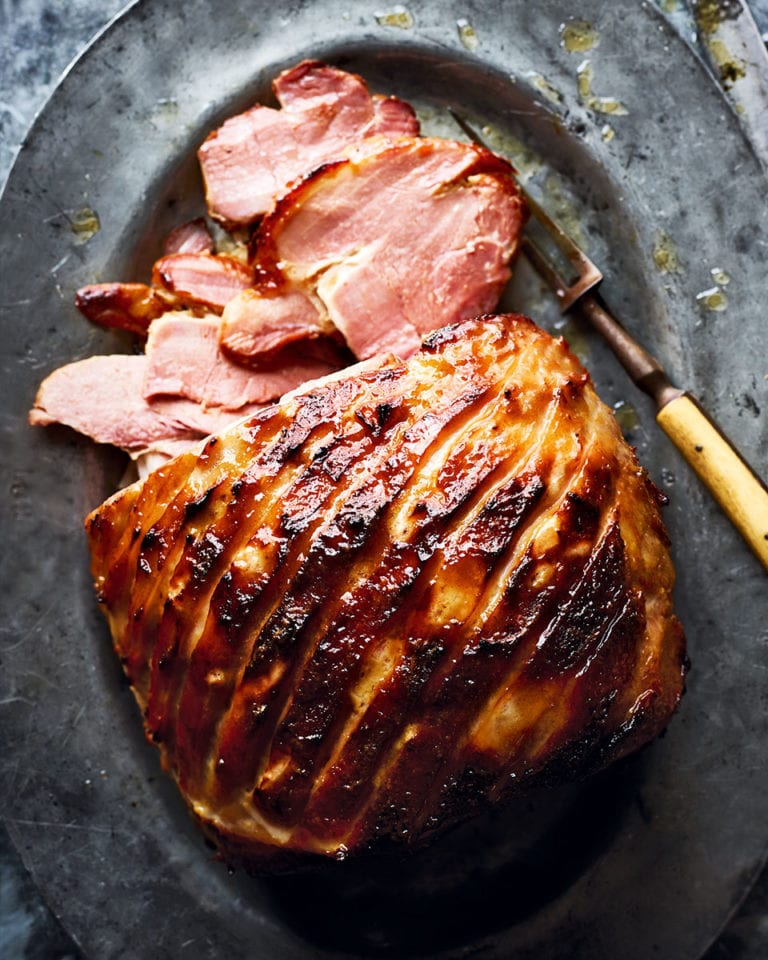 Cider and mustard glazed ham with dauphinois potatoes