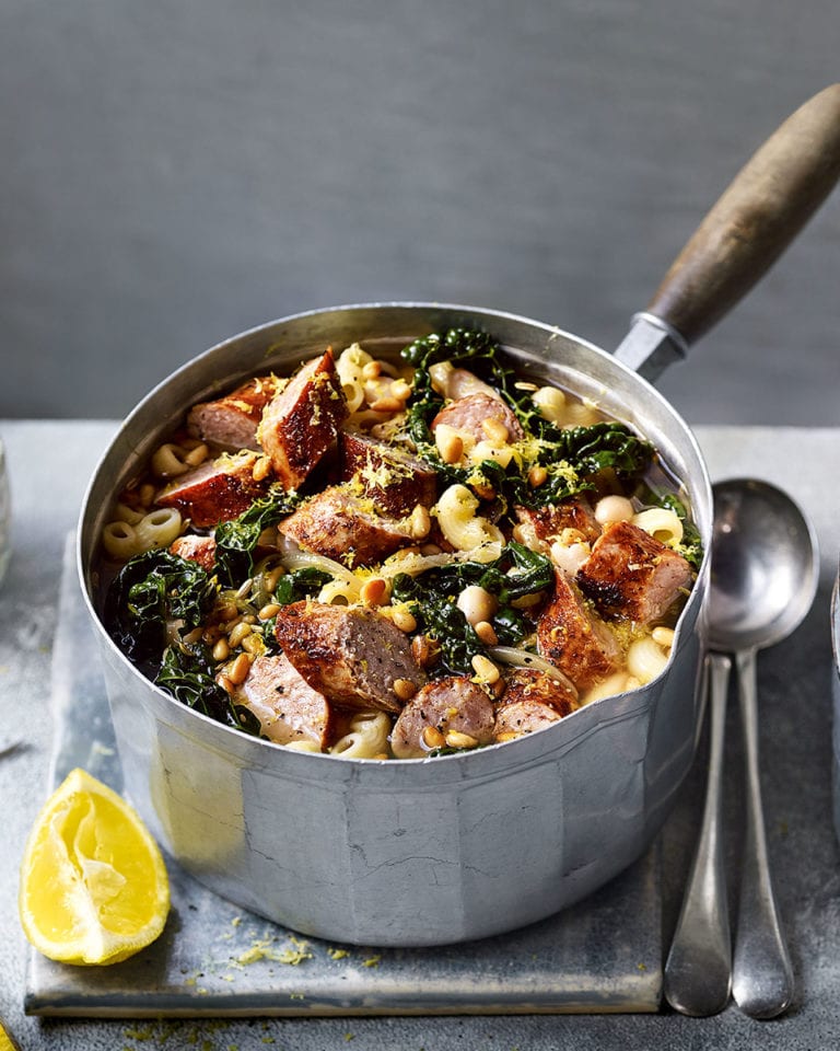 Sausage soup with greens