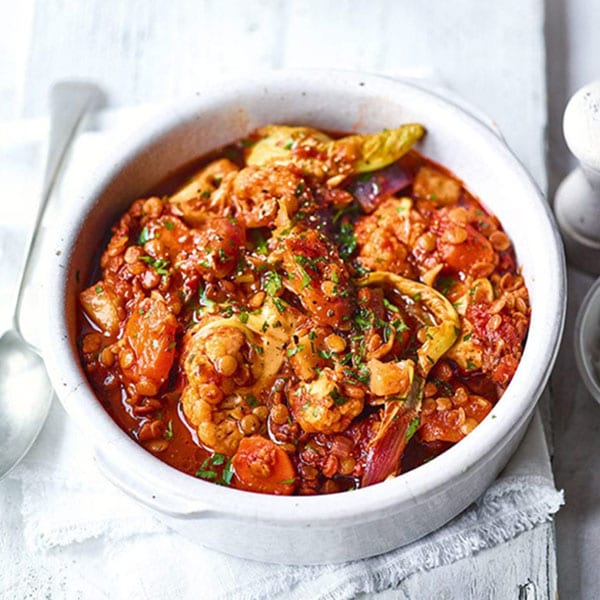 root vegetable and lentil tagine