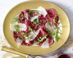 Crusted beef carpaccio with Parmesan