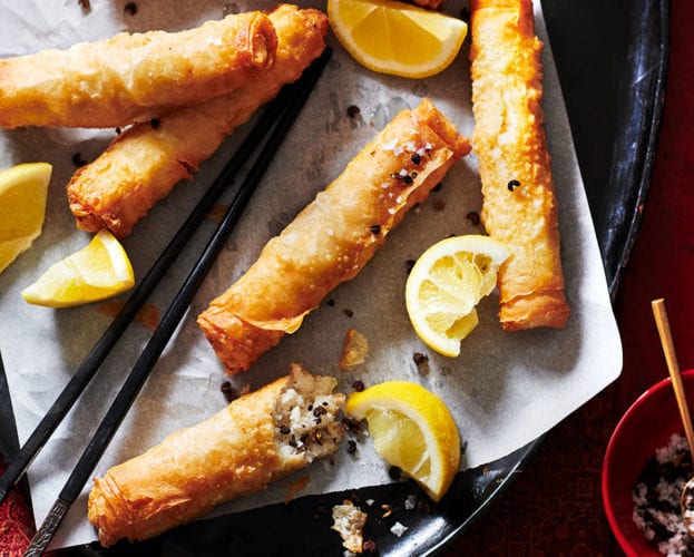 Crispy fish spring rolls