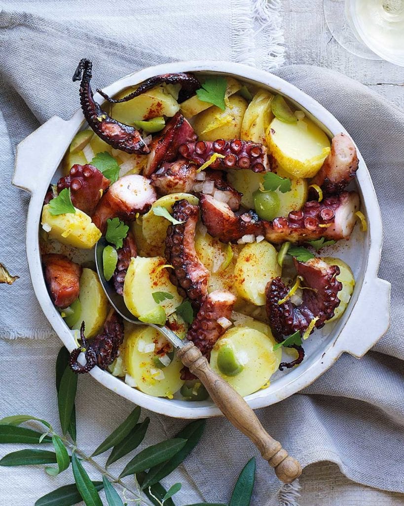 Griddled octopus with potatoes and olives - delicious. magazine