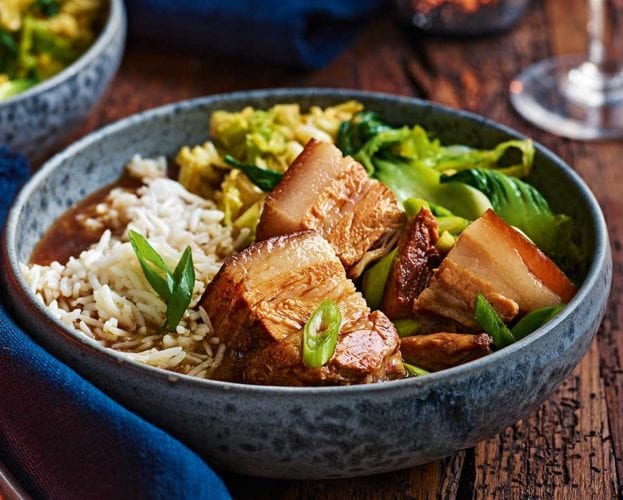 Soy-braised pork belly 