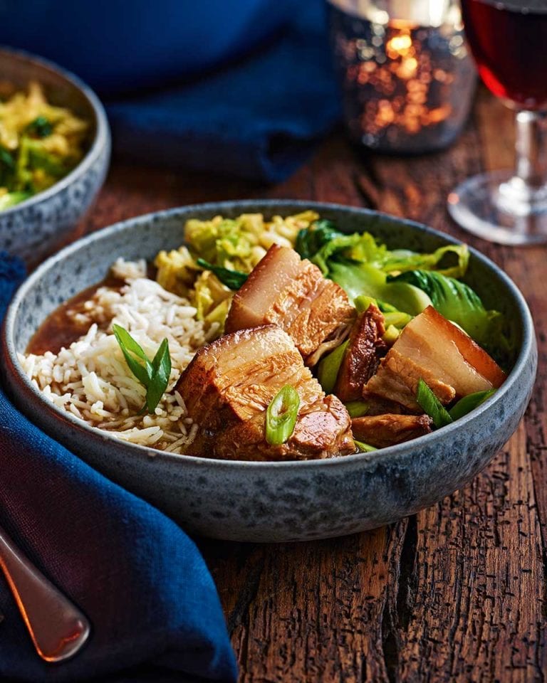 Soy-braised pork belly 