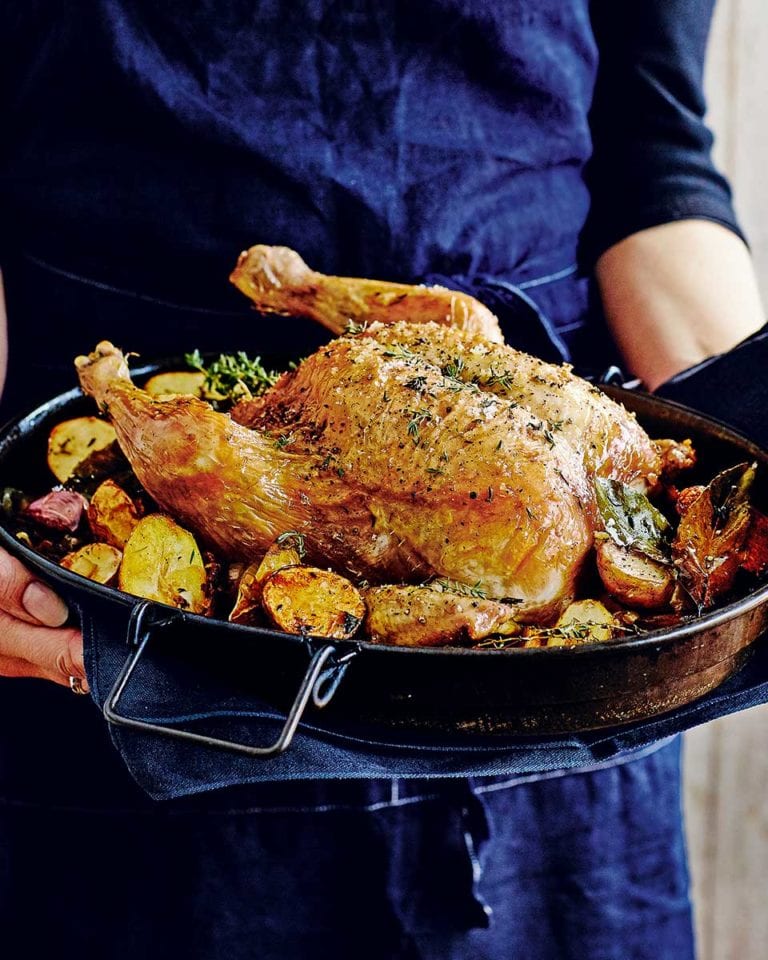 Roast chicken with lemon, garlic and thyme