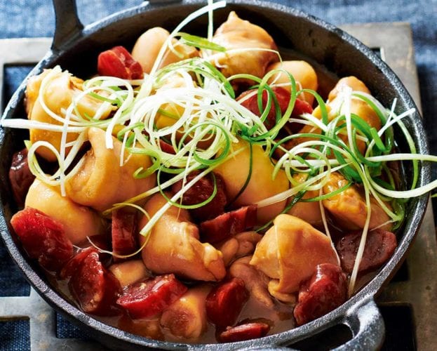 steamed chicken and chinese sausage