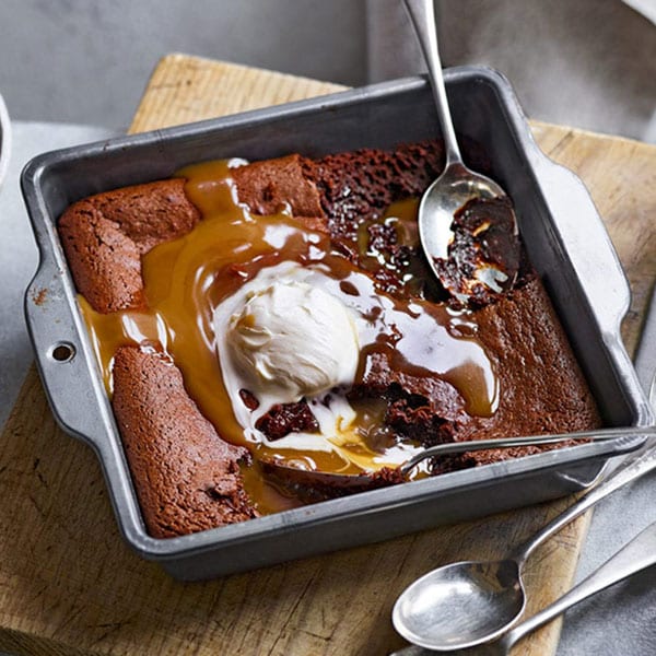 Salted caramel brownie pudding