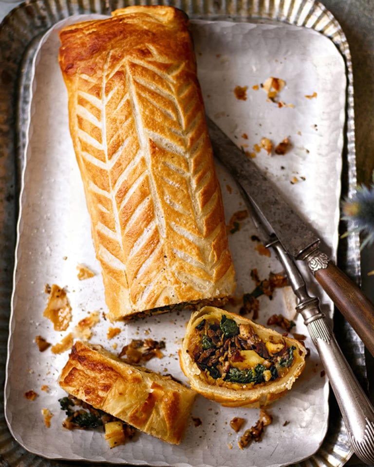 Parsnip and porcini wellington