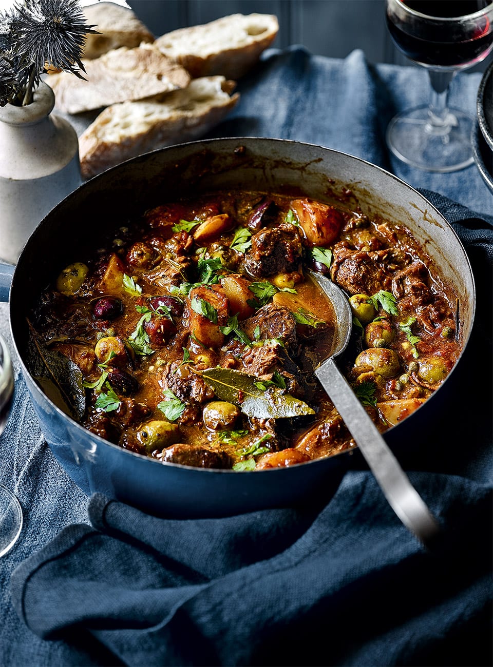 Italian beef stew in red magazine