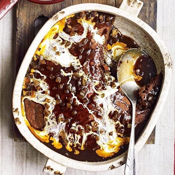 Beer-laced sticky toffee and ginger pudding